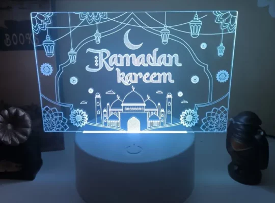1 قطعة، ضوء ليلي رمضان كريم 3D مع مفتاح لمس متغير