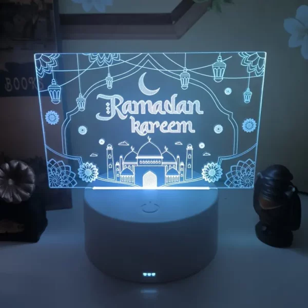 ⁦1 قطعة، ضوء ليلي رمضان كريم 3D مع مفتاح لمس متغير⁩ - الصورة ⁦4⁩