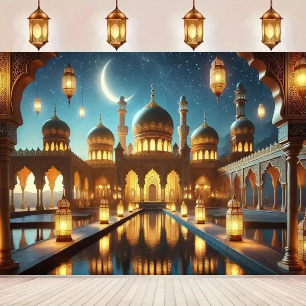 ⁦لافتة عيد قصر الليل، قطعة واحدة، 100% بوليستر⁩ - الصورة ⁦4⁩
