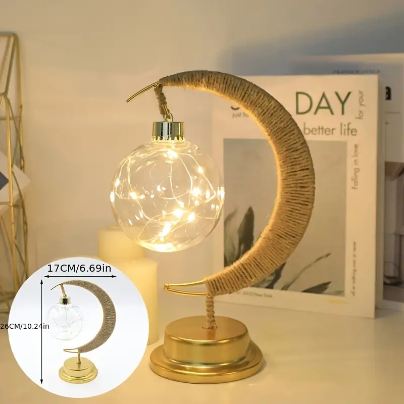 مصباح مكتب على شكل نجمة وقمر LED، يعمل بالبطارية، جهد ≤36 فولت، إضاءة زينة لشهر رمضان وعيد الفطر، مثالي لعيد الحب وزينة رأس السنة، مع مكونات إلكترونية مرفقة