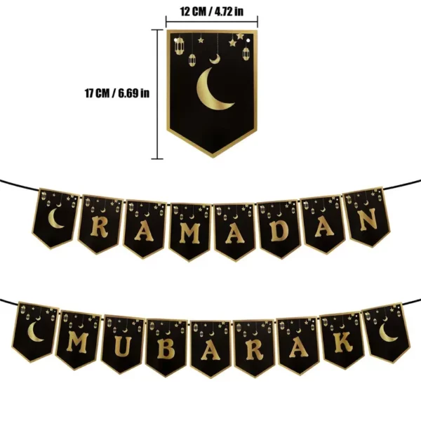 ⁦لافتة رمضان مبارك واحدة مع هلال ونجوم⁩ - الصورة ⁦5⁩