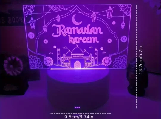 1 قطعة، ضوء ليلي رمضان كريم 3D مع مفتاح لمس متغير