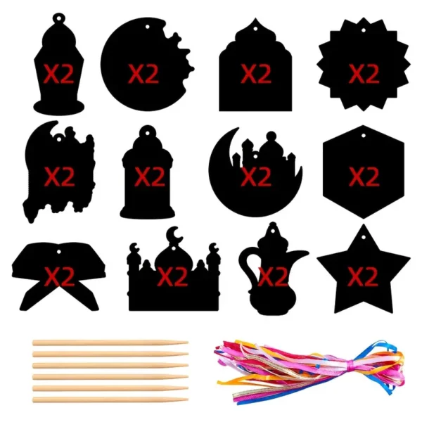 ⁦24 قطعة من بطاقات الخدش DIY لرمضان⁩ - الصورة ⁦4⁩