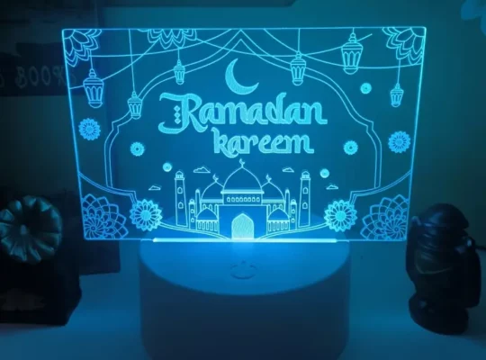 1 قطعة، ضوء ليلي رمضان كريم 3D مع مفتاح لمس متغير