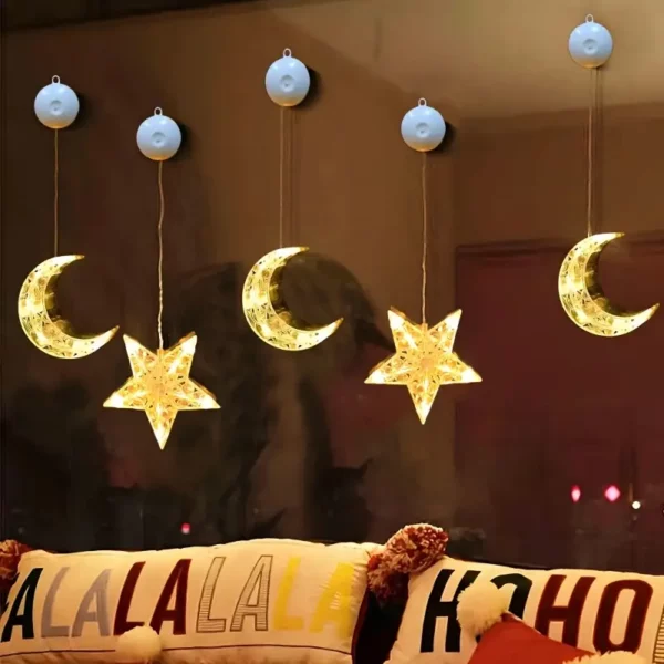 ⁦مصباح ضوء دافئ على شكل قمر ونجوم⁩ - الصورة ⁦5⁩