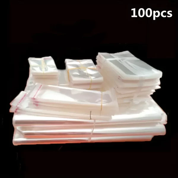 ⁦100 قطعة أكياس هدايا شفافة ذاتية اللصق⁩ - الصورة ⁦5⁩