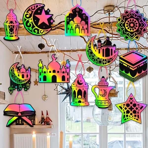 ⁦24 قطعة من بطاقات الخدش DIY لرمضان⁩ - الصورة ⁦5⁩