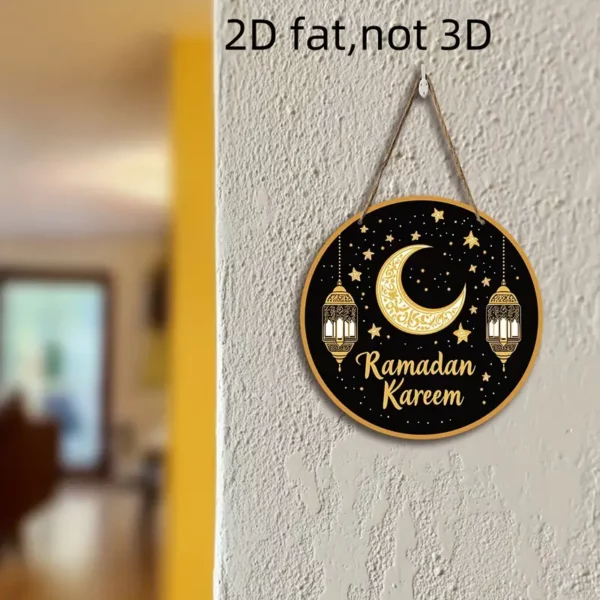 ⁦1 قطعة تعليقة جدارية خشبية بتصميم قمر ونجوم لرمضان كريم⁩ - الصورة ⁦5⁩