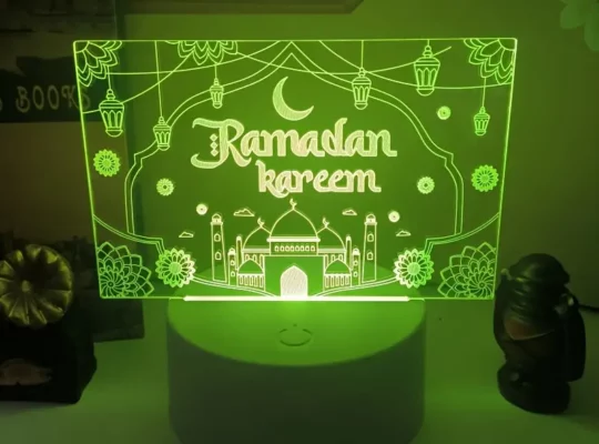 1 قطعة، ضوء ليلي رمضان كريم 3D مع مفتاح لمس متغير