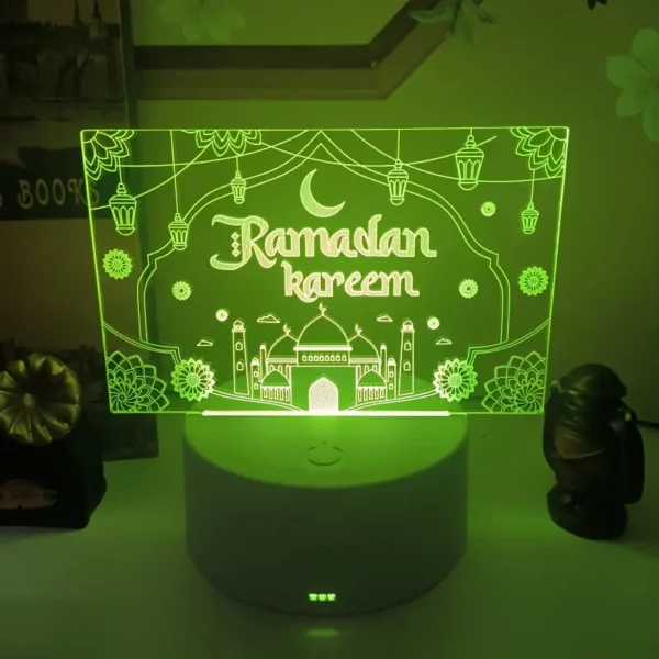 ⁦1 قطعة، ضوء ليلي رمضان كريم 3D مع مفتاح لمس متغير⁩ - الصورة ⁦7⁩
