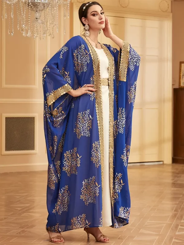 ⁦عباءة مطبوعة بأكمام باتوينج⁩ - الصورة ⁦4⁩