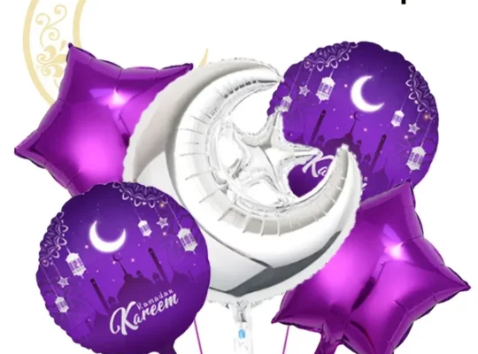 مجموعة بالونات رمضان القمر والنجوم 5 قطع،