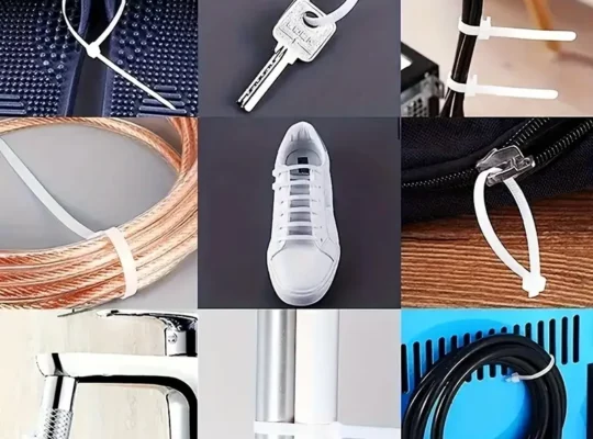 مجموعة من 100 ربطة كابل نايلون بيضاء