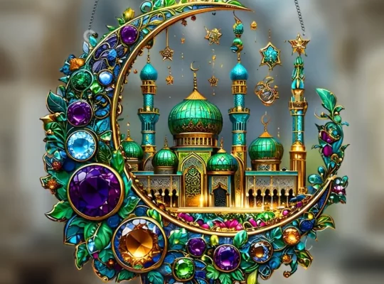 معلقة شمسية مذهلة بتصميم هلال القمر والمسجد