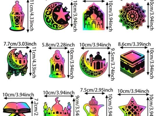 24 قطعة من بطاقات الخدش DIY لرمضان
