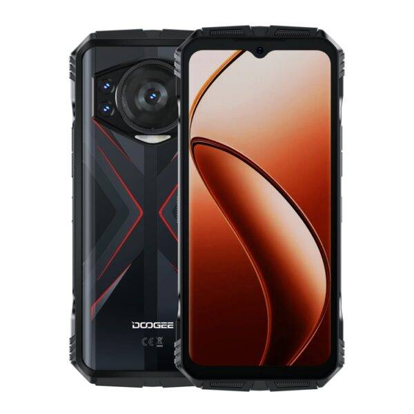 DOOGEE S118 هاتف متين، 8 جيجابايت + 512 جيجابايت، 6.58 بوصة أندرويد 14 ميديا تيك هيليو G99 ثماني النواة، الشبكة: 4G، OTG، NFC (أسود أحمر)