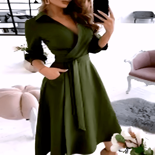 فستان قميص كاجوال بأكمام فانوس