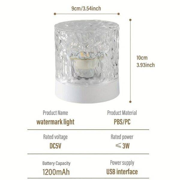 ⁦مصباح LED تموج الماء الليلي المحيطي USB قابل لإعادة الشحن⁩ - الصورة ⁦3⁩