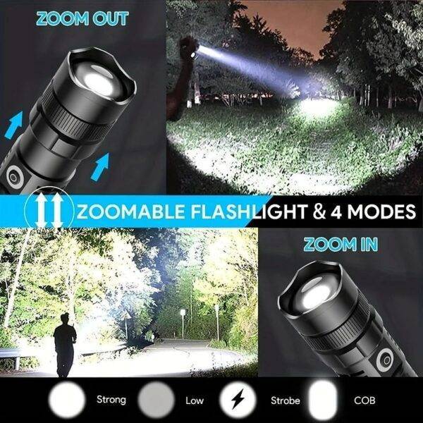 ⁦1 قطعة مصباح يدوي تكتيكي LED 90000 لومن عالي⁩ - الصورة ⁦2⁩