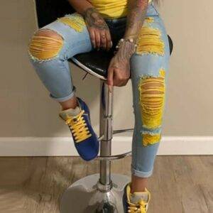 بنطلون جينز متعدد الألوان