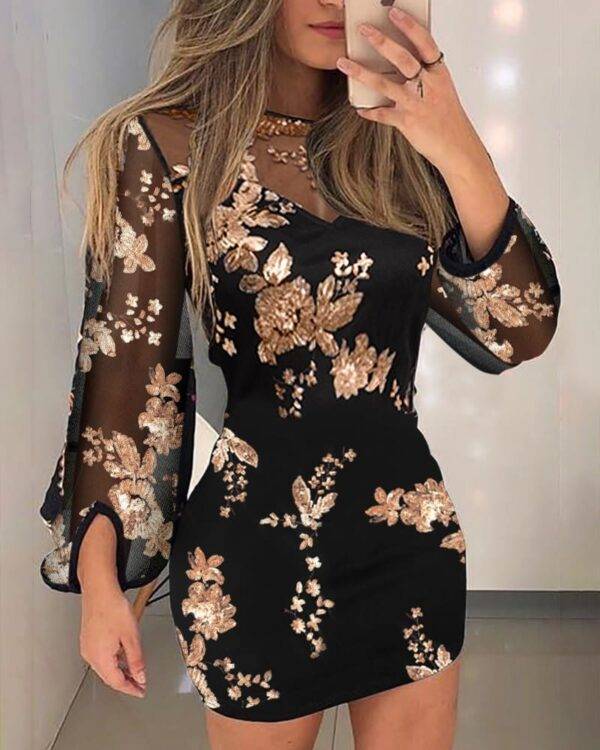 ⁦فستان حفلات شبكي شفاف⁩ - الصورة ⁦5⁩
