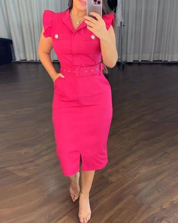 ⁦فستان ضيق بأكمام منفوخة⁩ - الصورة ⁦3⁩