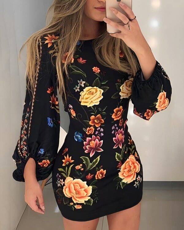 ⁦فستان ضيق بطبعة زهور⁩ - الصورة ⁦8⁩