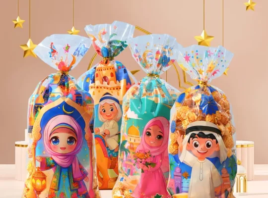 50 قطعة من أكياس هدايا رمضان الملونة مع أربطة ملتوية