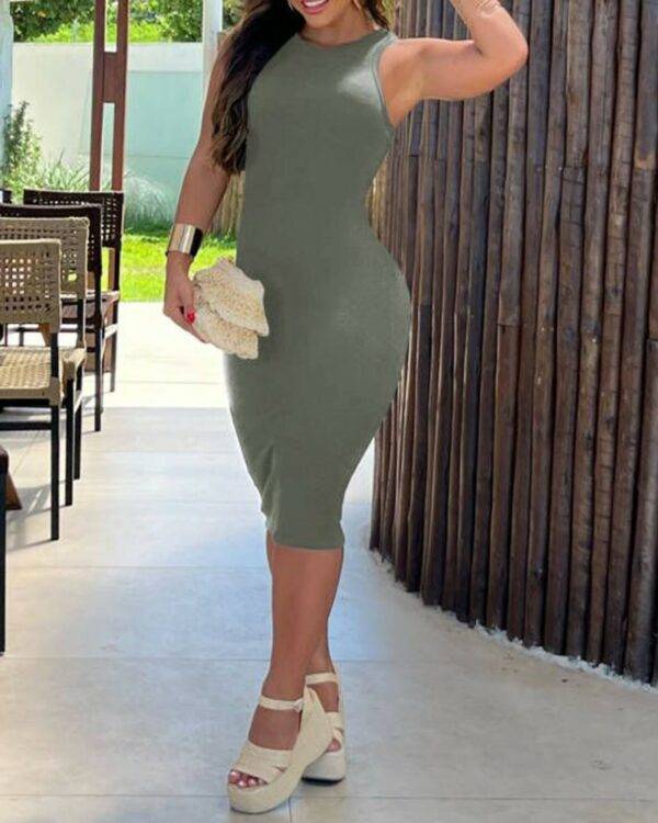 ⁦فستان ضيق مضلع بدون أكمام⁩ - الصورة ⁦3⁩