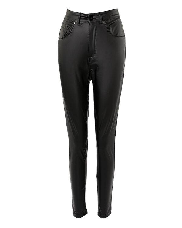 ⁦بنطال كاجوال بقصة Slim Fit من الجلد الصناعي⁩ - الصورة ⁦3⁩