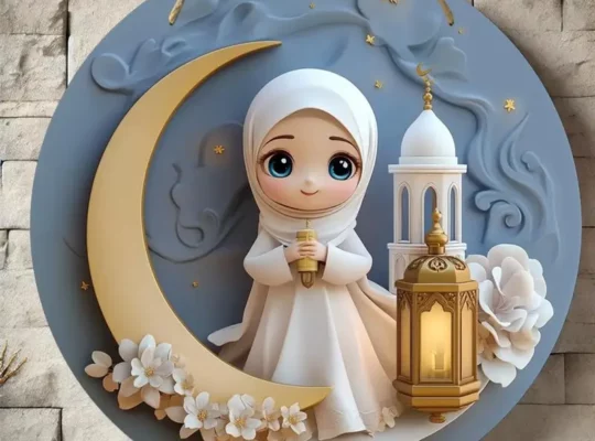 لوحة جدارية خشبية دائرية بثيمة فتاة رمضان الساحرة