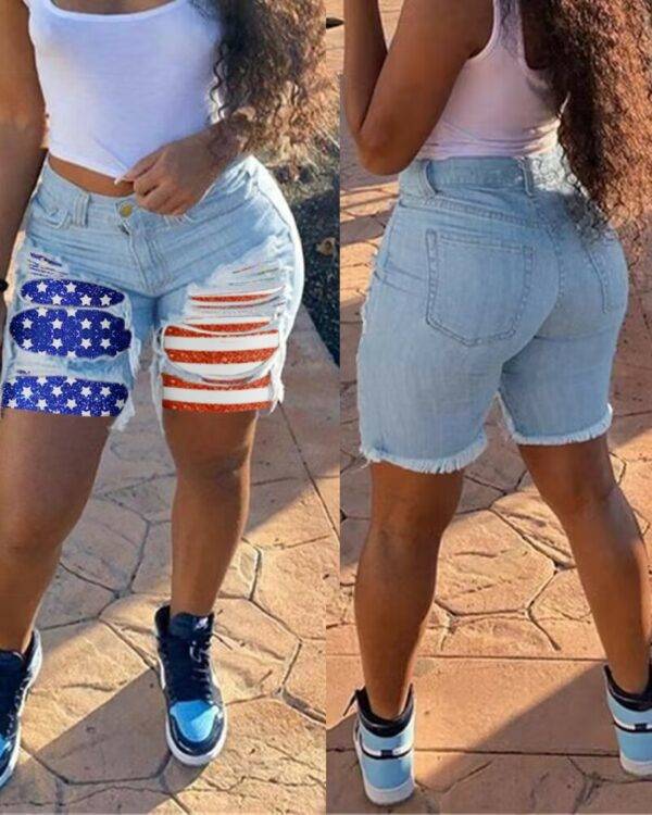 ⁦شورت جينز ممزق بأزرار⁩ - الصورة ⁦4⁩