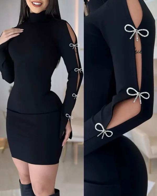 ⁦فستان ضيق أنيق بأكمام طويلة⁩ - الصورة ⁦3⁩