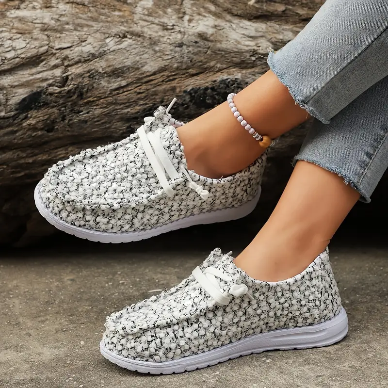 أحذية رياضية نسائية كاجوال من قماش الكانفاس - خفيفة الوزن ومريحة ومقاومة للانزلاق مع أصابع القدم المستديرة، قماش الفانلا العلوي بألوان ثابتة لجميع الفصول، قماش الكانفاس الداخلي، نعل إيفا، نعل من القماش