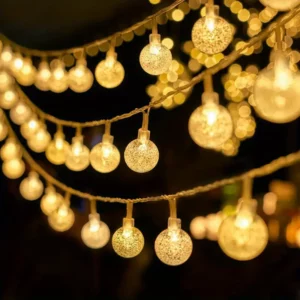 1 قطعة أضواء سلسلة كرة فقاعية LED من Majisu - توهج ذهبي دافئ، أضواء خرافية داخلية تعمل بالبطارية لأجواء مريحة - مثالية للحفلات، الأعراس، الأعياد وزينة رأس السنة - متينة، موفرة للطاقة مع مفتاح تشغيل/إيقاف، سلك شفاف، أضواء للزينة
