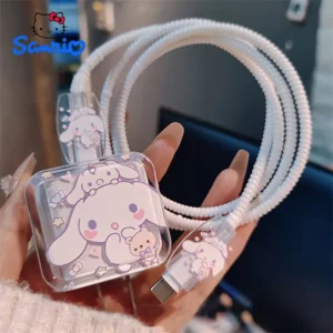 غطاء حماية كابل USB Sanrio لـ Apple 15 مع رأس شحن سريع 14plus 20W، حافظة ناعمة لـ 11promax و iPad 13