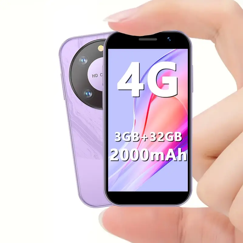 هاتف ذكي صغير P60Pro، شريحة مزدوجة 4G، شاشة HD بحجم 3 إنش، ذاكرة RAM سعة 3GB، تخزين سعة 32GB، نظام أندرويد 12.0، فيديو بدقة 1080p، منفذ USB من النوع C، بطارية قابلة للشحن سعة 2000mAh، تقنية التعرف على الوجه، غير مقاوم للماء، موديل عام 2024