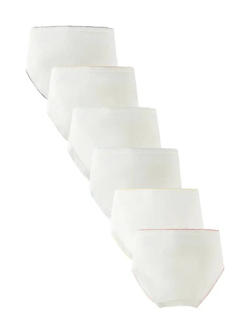 6-Pack Girls' Cotton Briefs، مريحة ومسامية وممتصة للعرق، نمط كاجوال لجميع الفصول مع حواف دانتيل ملونة، نسيج محبوك بقصة عادية - للأطفال، مقاومة للعرق
