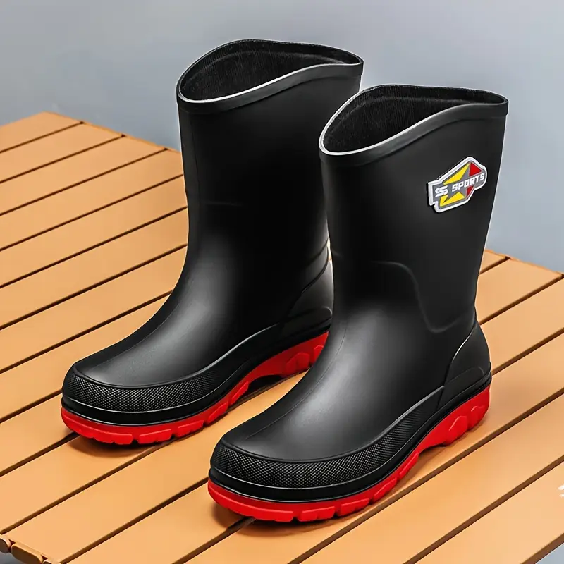 أحذية رجالية أنيقة مقاومة للماء - أحذية صيد خارجية ومتينة من EVA بدون رباط، بطانة قماش مريحة، أحذية لجميع الفصول، أحذية مقاومة للماء