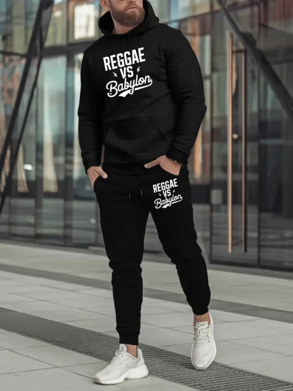مجموعة سويت شيرت بغطاء للرأس للخريف والشتاء من Reggae Versus Babylon Youth، هوديي جديد أنيق مطبوع للرجال، قمة رياضية غير رسمية للرجال، ملابس برباط.