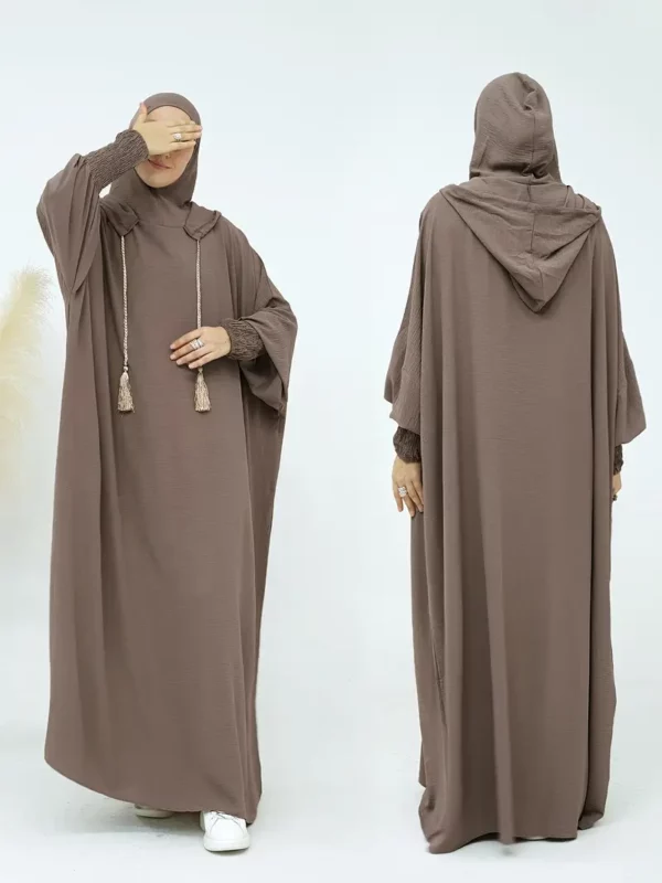 ⁦توني طويل فضفاض بدون حافة بغطاء رأس⁩ - الصورة ⁦3⁩