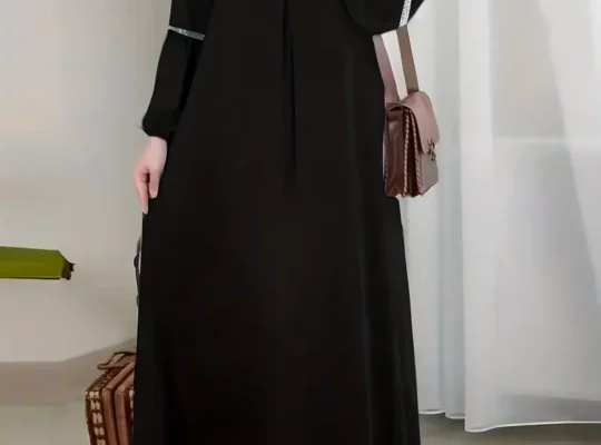 فستان قفطان أبايا أخضر أنيق مزين بالترتر للنساء