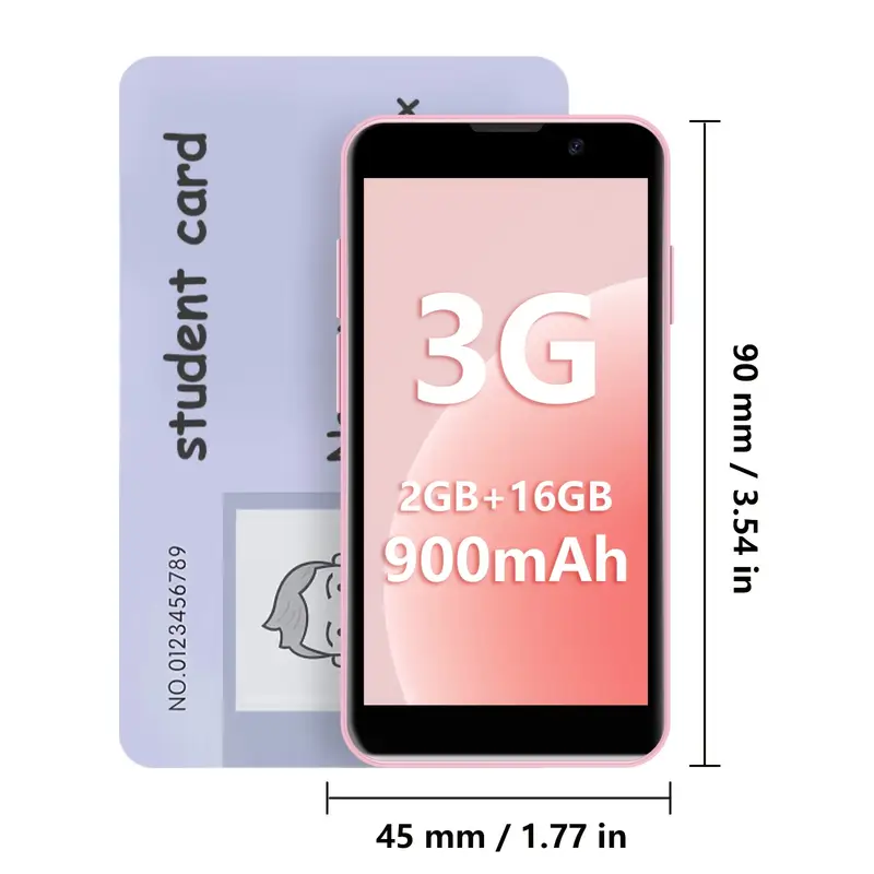 هاتف ذكي صغير بشاشة ملونة عالية الدقة مقاس 3 بوصات، مفتوح على 3G، بطاقة تخزين قابلة للتوسيع، هاتف جيب بمعالج متعدد النواة، هدية مبتكرة للطلاب، هاتف احتياطي مدمج وقابل للحمل، أصغر هاتف ميكرو يعمل بنظام أندرويد، باللون الوردي.