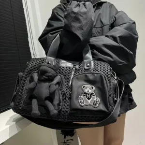 حقيبة توت نايلون سوداء أنيقة للنساء