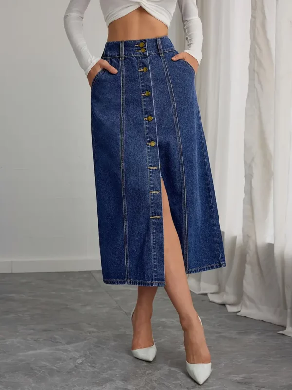 ⁦1 قطعة DENIMCOLAB تنورة دينم ...⁩ - الصورة ⁦3⁩