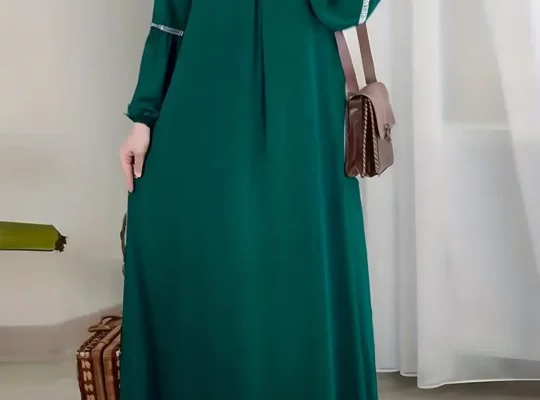 فستان قفطان أبايا أخضر أنيق مزين بالترتر للنساء