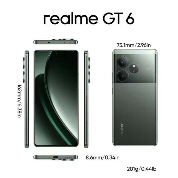 ⁦هاتف Realme GT6 5G Snapdragon 8s الجيل الثالث...⁩ - الصورة ⁦2⁩