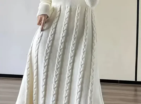 فستان ميدي أنيق بأكمام طويلة للنساء