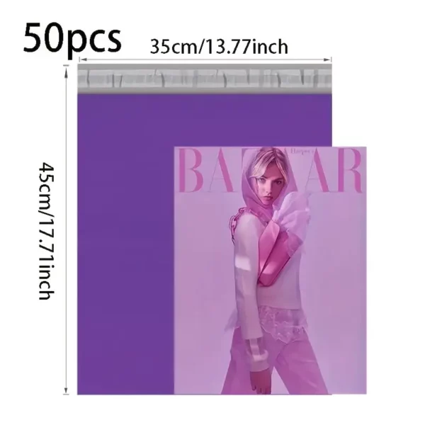 ⁦50 قطعة من أكياس التوصيل باللون الأرجواني⁩ - الصورة ⁦2⁩