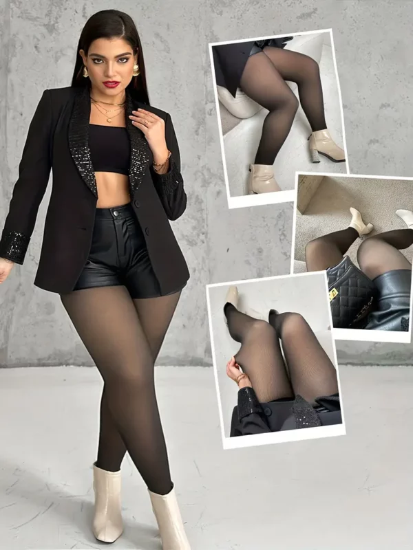 ⁦2 قطع طماق نسائية عالية الخصر مبطنة بالفليس⁩ - الصورة ⁦4⁩
